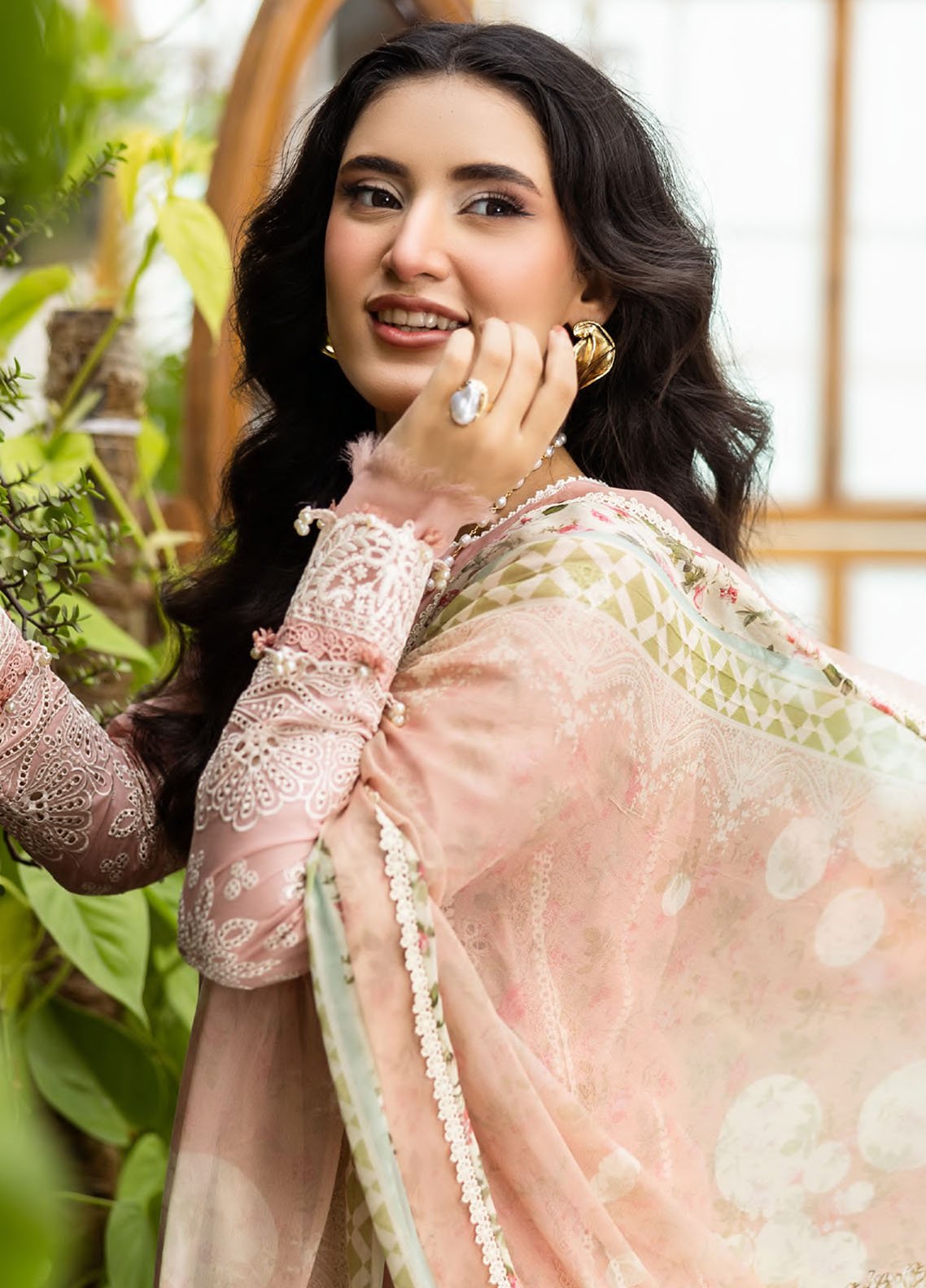 Elaf | EEC-1A FOREVER BLUSH | CHIKANKARI WITH CHIFFON