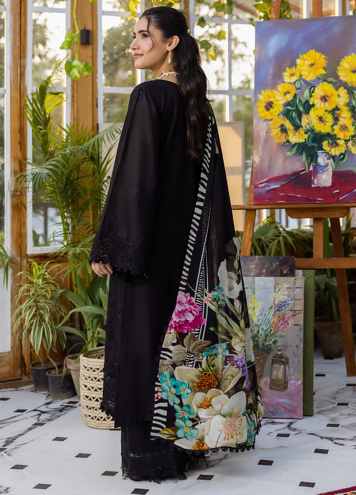 Solid dyed lawn back panel from Elaf Queen of Dusk suit