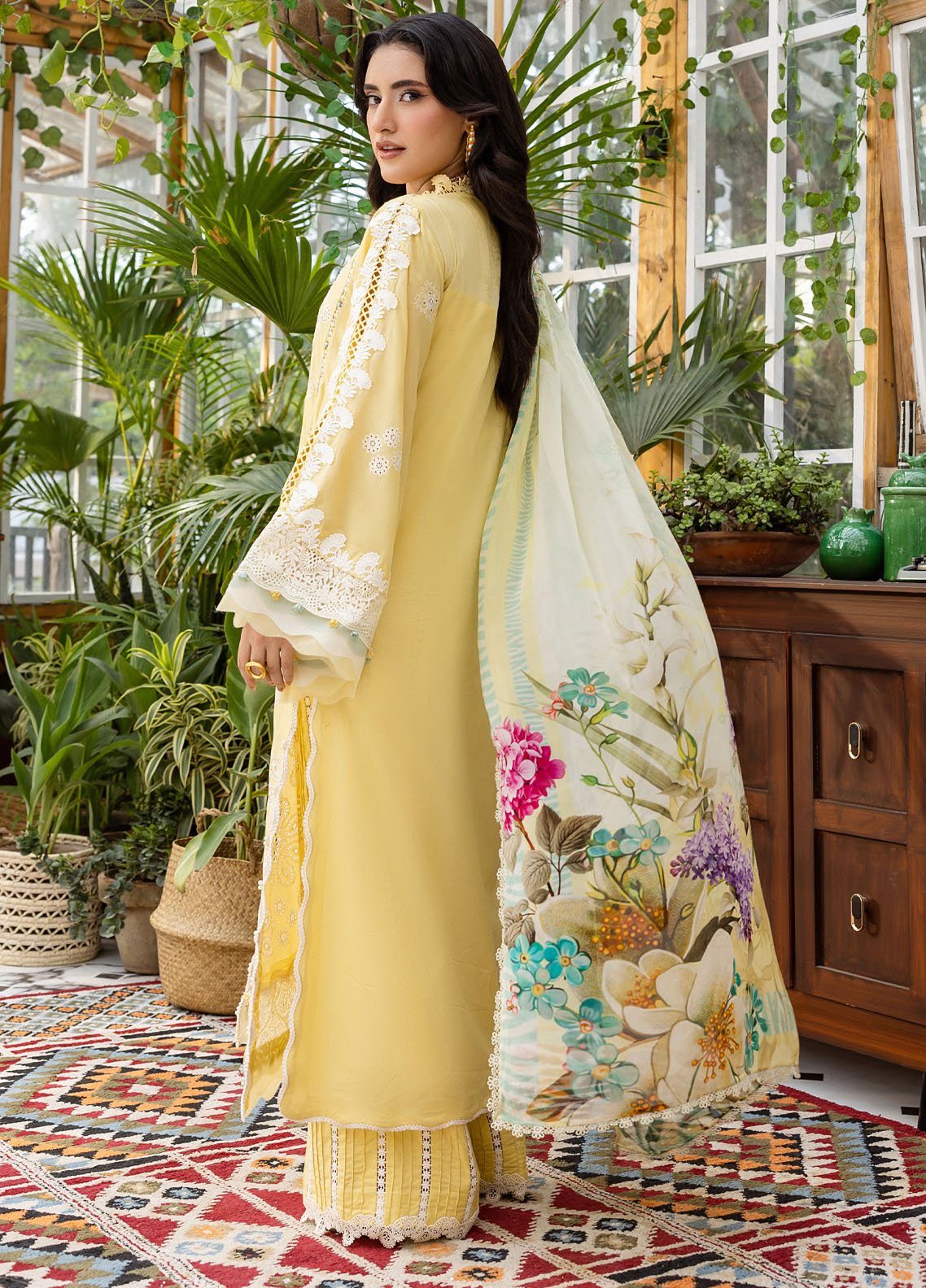 Solid dyed lawn back fabric from Elaf Chikankari collection