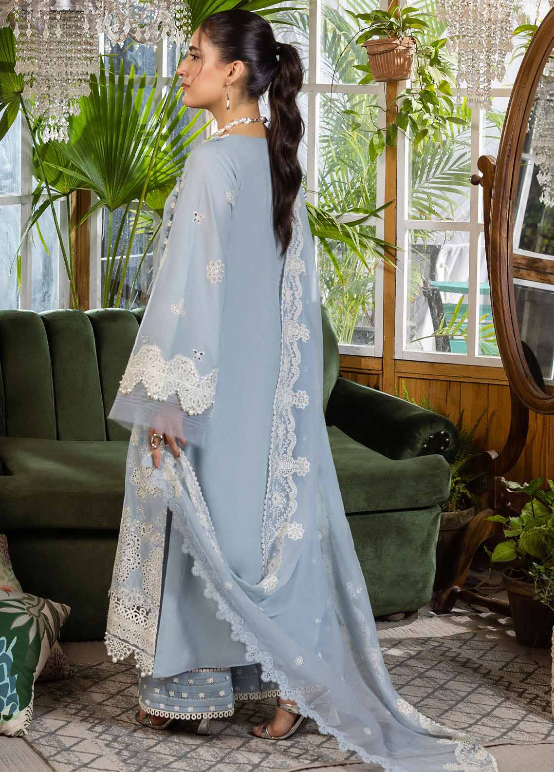 Elaf | EEC-3B SKY DREAM | CHIKANKARI WITH CHIFFON