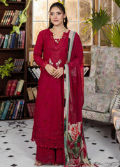 Chikankari embroidered lawn front panel of Elaf EEC-4A Rubelet