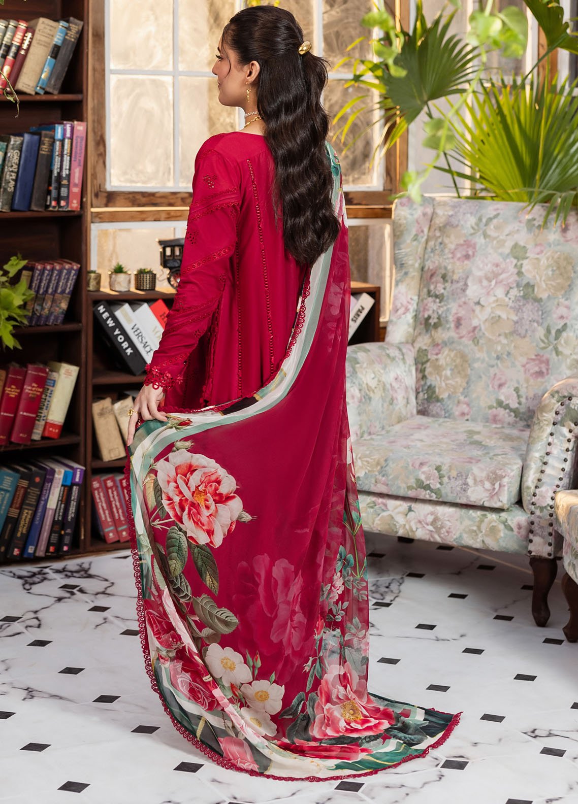 Solid dyed lawn back of EEC-4A Rubelet by Elaf