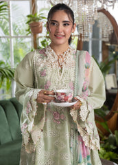 Elaf | EEC-5B MATCHA | CHIKANKARI WITH CHIFFON