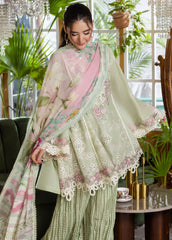 Elaf | EEC-5B MATCHA | CHIKANKARI WITH CHIFFON