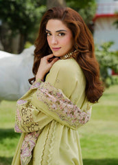 Embroidered sleeves and border of ELH-1A Pistacia Elaf suit