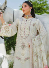 Laserwork Embroidery on Elaf White Empress Suit