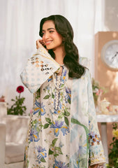 Elaf EPS-6A Ivory Petals Lawn – Front Digital Print-closeup