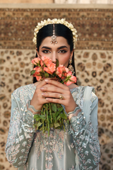 Close-up of mesoury embroidery on SHABEENA sleeves