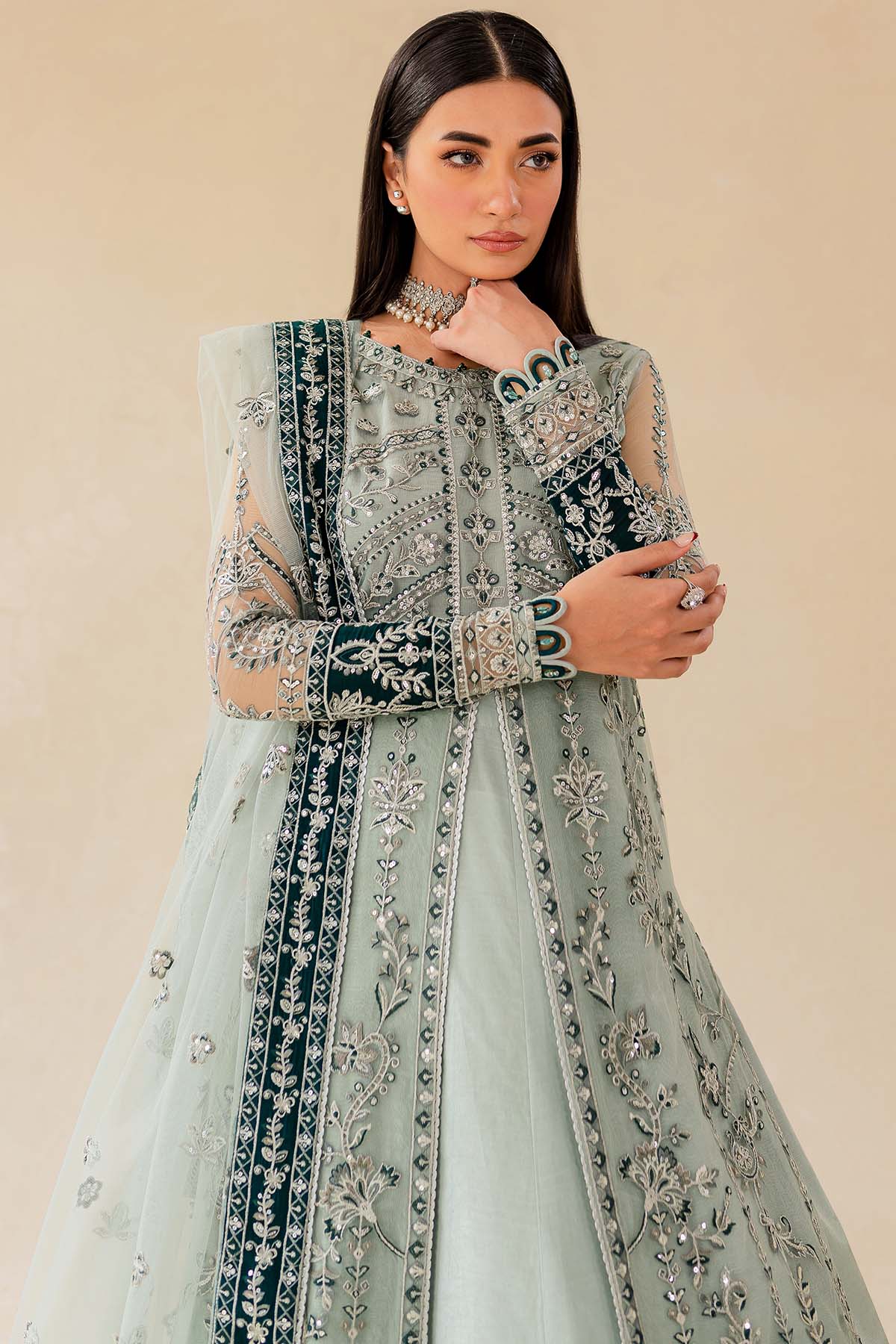 Net and grip sleeve borders on Farasha Freya dress