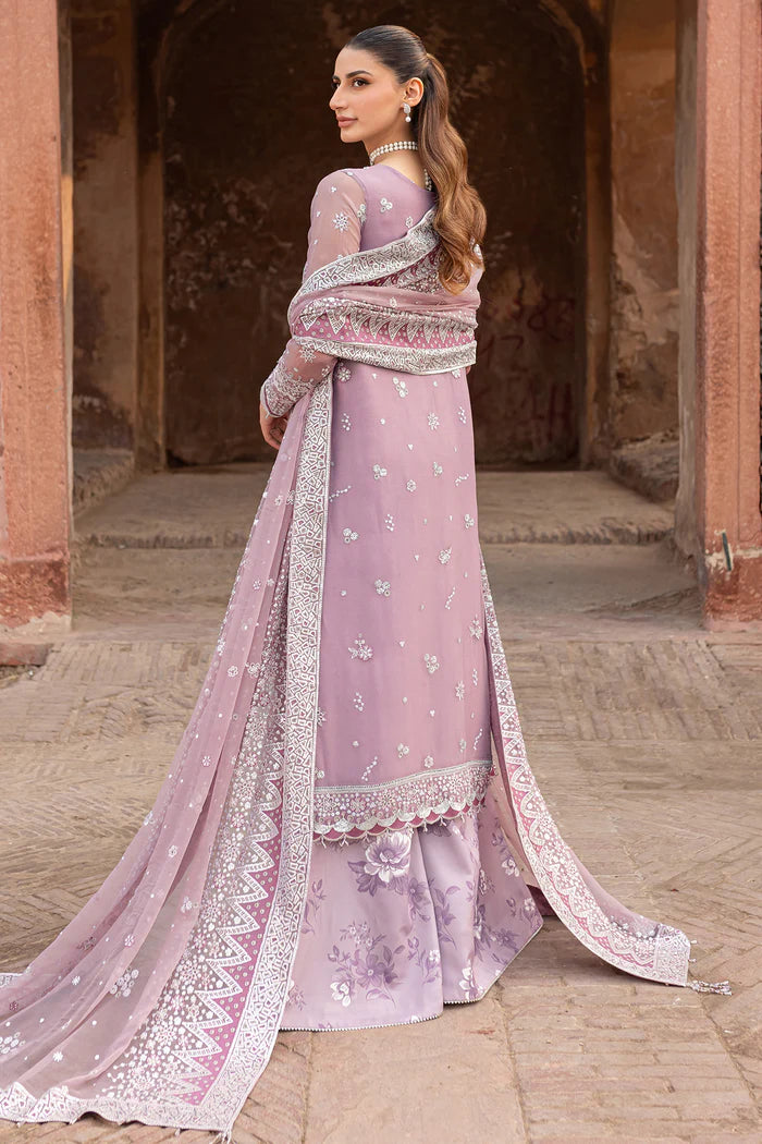 Intricate Back Embroidery on Farasha Pastel Mist Dress