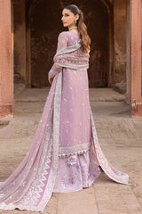 Intricate Back Embroidery on Farasha Pastel Mist Dress