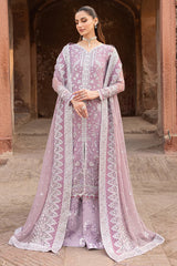 Farasha Pastel Mist Embroidered Chiffon Dress - Front View