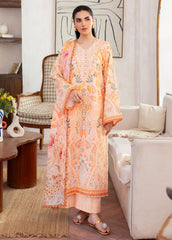 Sleeves detailing on digital printed lawn suit FL-3A