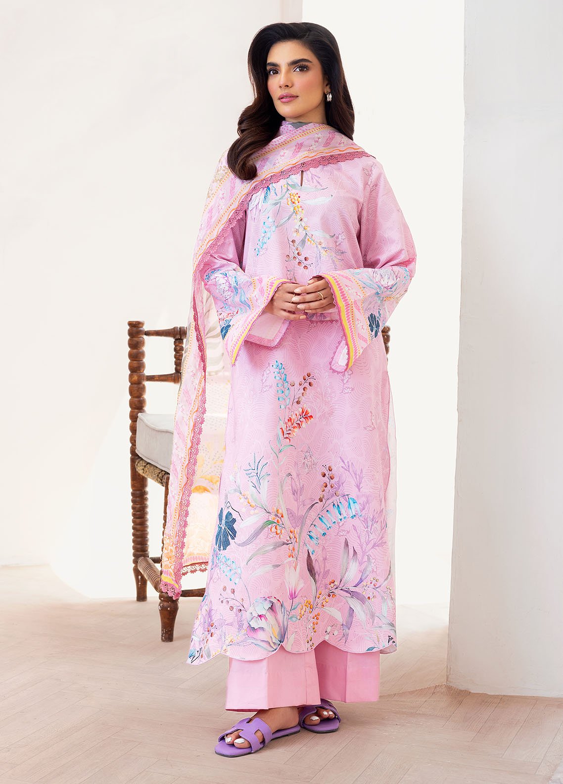 Flat lay of all three pieces in Florent FL-7B unstitched set