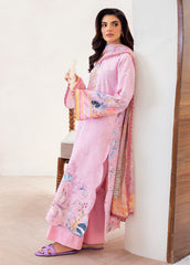 Full front view of Florent FL-7B pink digital printed lawn suit