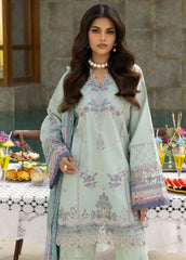 Embroidered sleeves in vibrant blue lawn fabric