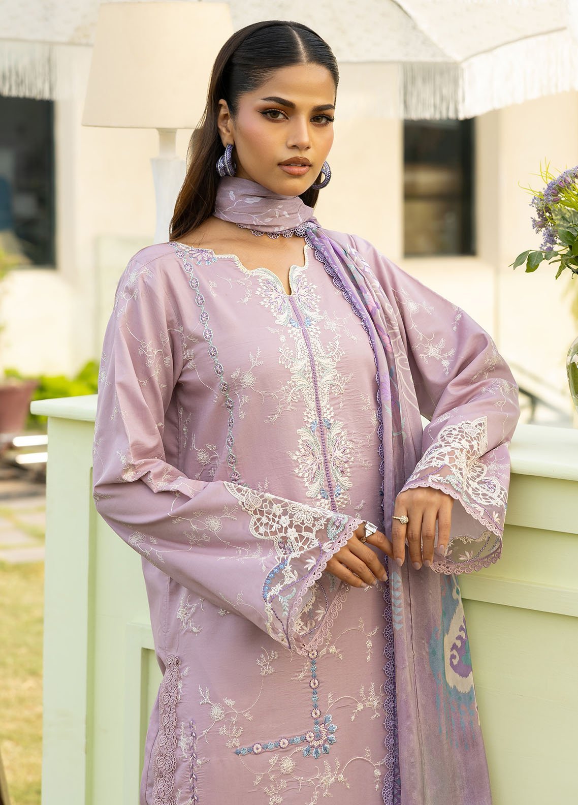 Hand-Embroidered Sleeve Motifs – Florent FEF-8A Lawn Suit