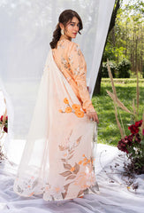 Back detail of HumDum printed lawn shirt with chickenkari work