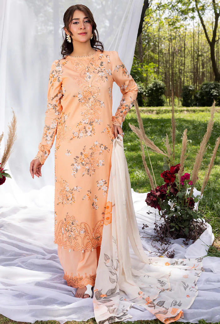 Lilac chiffon dupatta with print - HumDum Koel'25 Collection