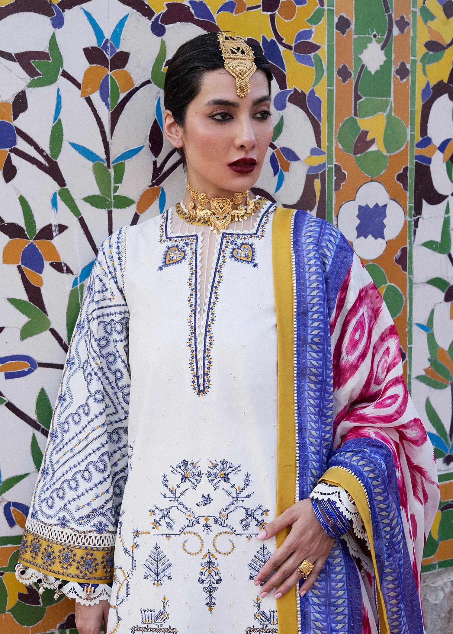 HussainRehar Motia Ivory Lawn Shirt - Front View (NIRMAL SS'25 Collection)