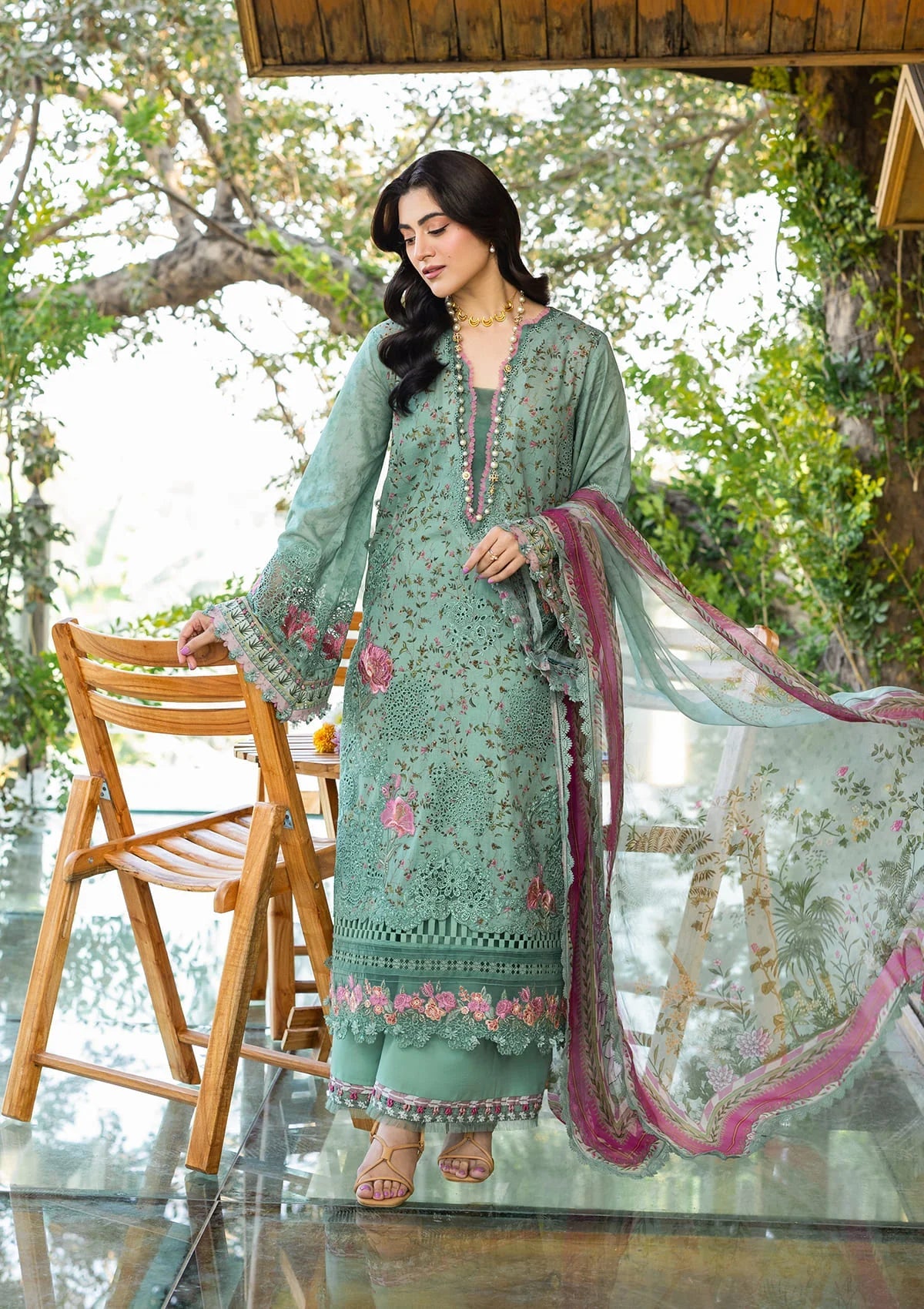 Elaf Chikankari Prints With Chiffon Dupatta '26 | ERC-4B NAYAB