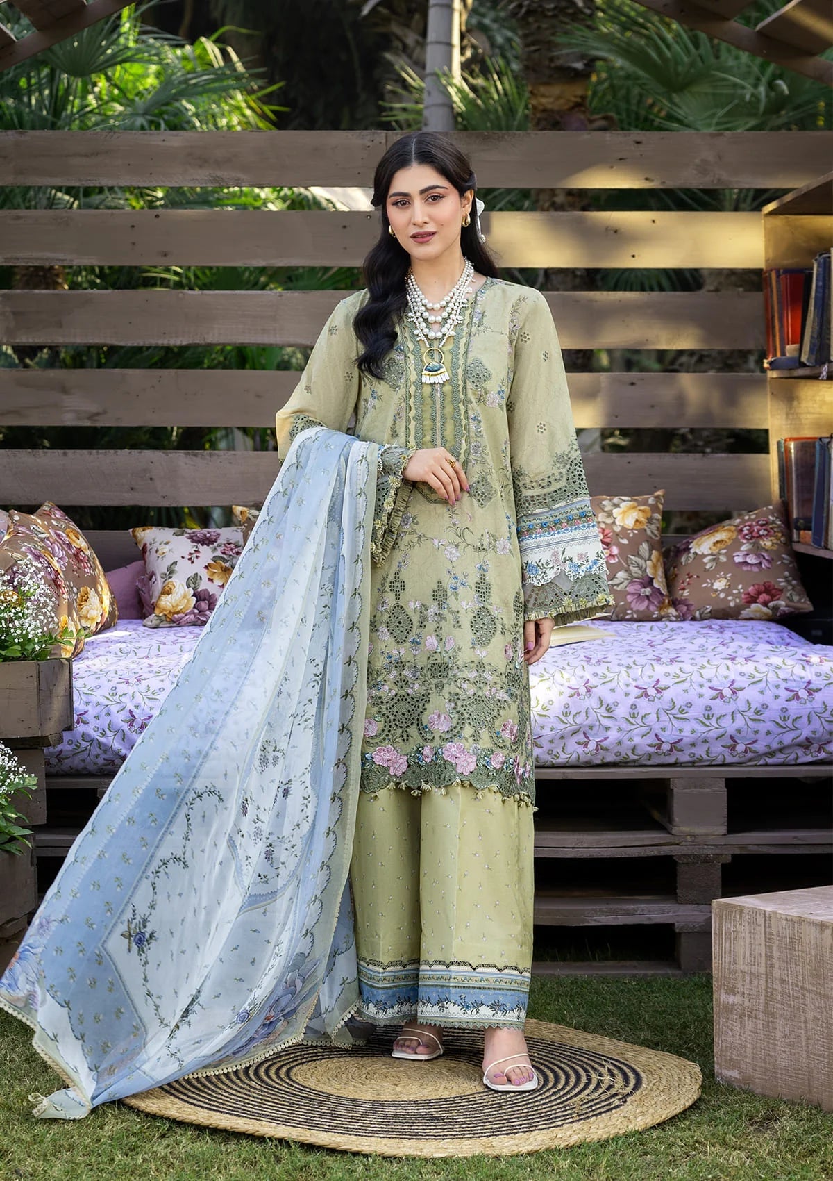 Elaf Chikankari Prints With Chiffon Dupatta '26 | ERC-8B MENAH