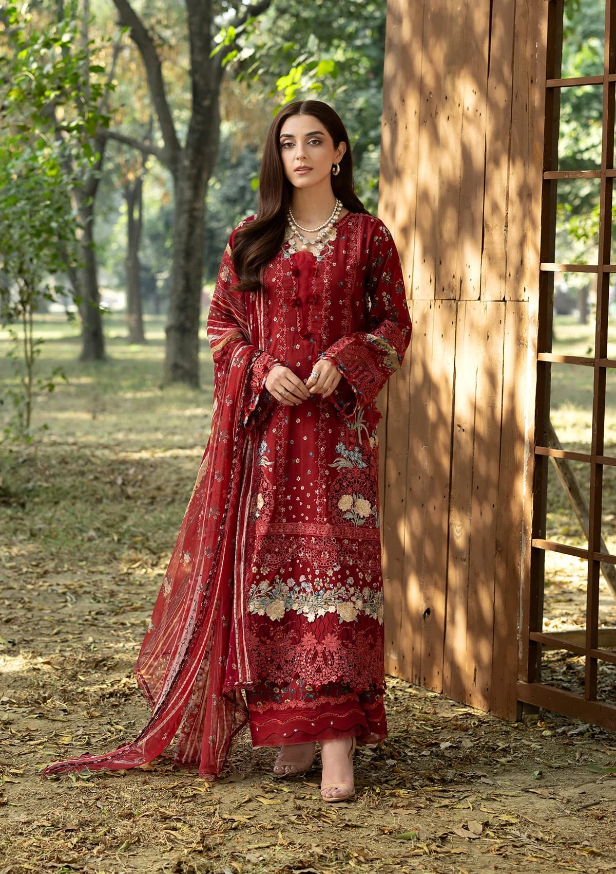 Elaf Chikankari Prints With Chiffon Dupatta '26 | ERC-1B MARJAAN