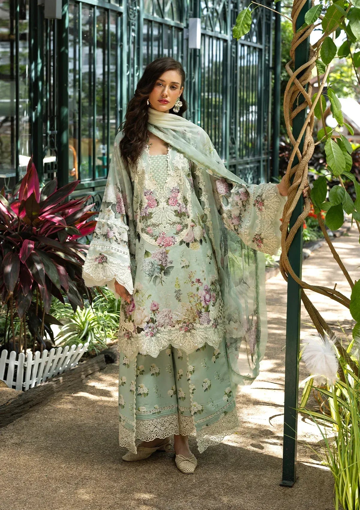 Elaf Signature - Embroidered Prints Collection With Chiffon Dupatta '26 | ESA-4B MINT MEADOW
