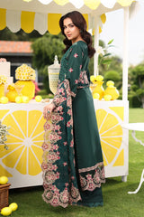 Bottle Green Lawn Suit Back View - Imrozia & Serene