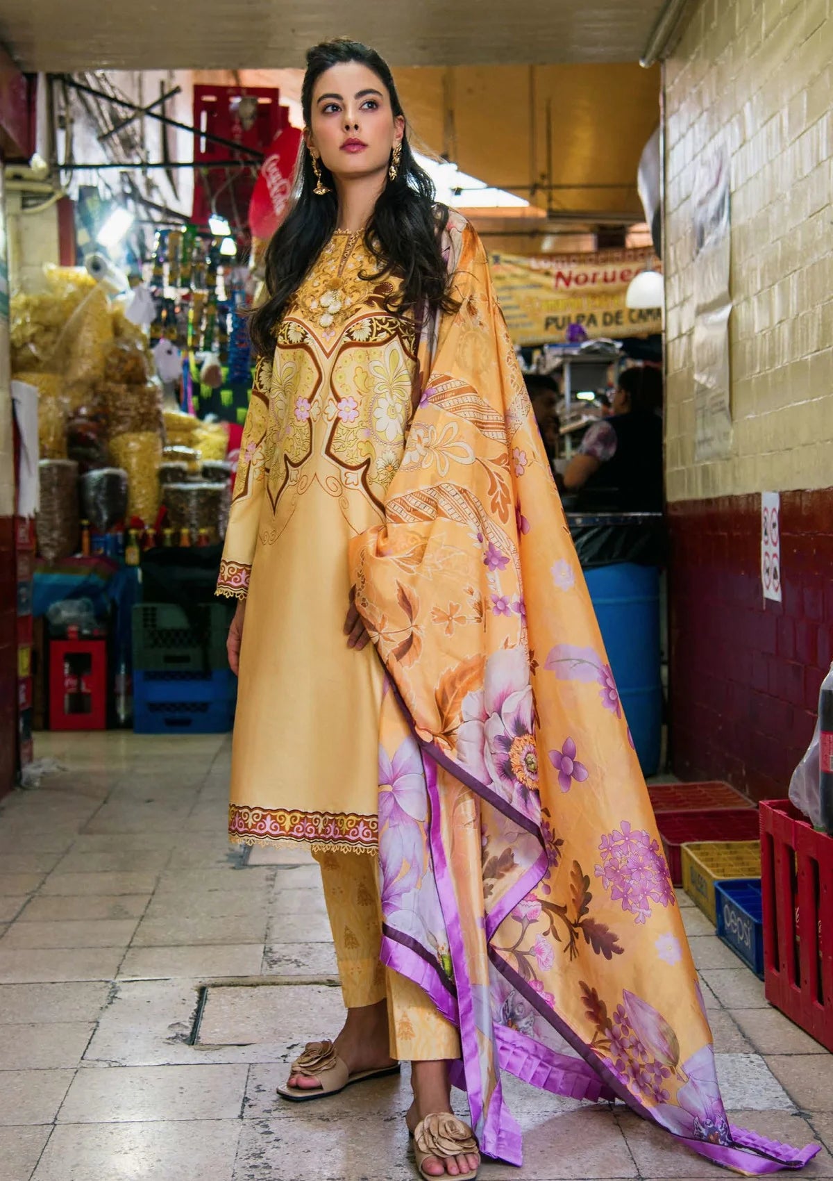 Mushq Blossing Almond Lawn Suit - Front View