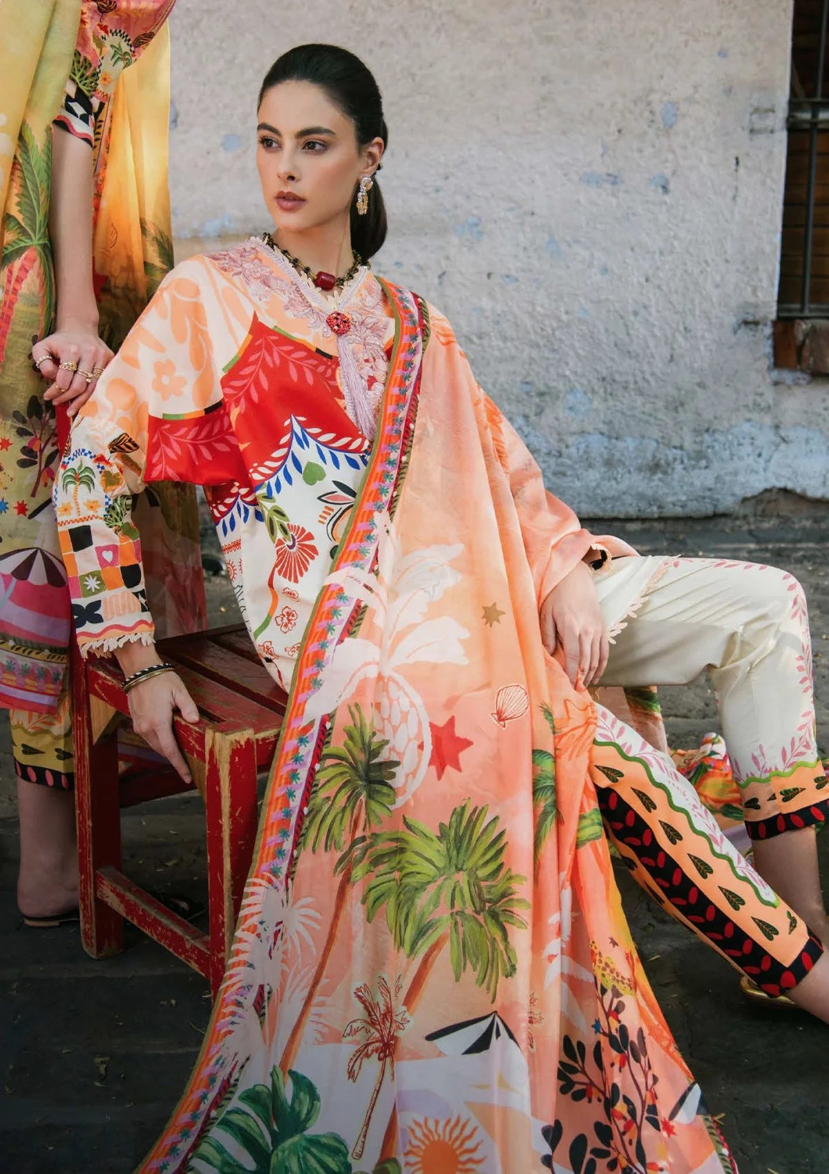 Organza Embroidered Neckline - Mushq Mulberry Tree
