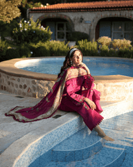 Ayleen| Embroidered Shirt & Plain Monar Printed Duppata -Naqsh