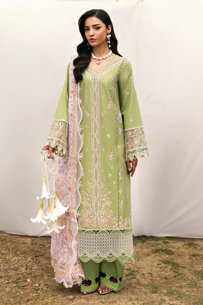 Qalamkar DC-01 Lovisa Chikankari Lawn Shirt - Front View (Qlinekari)