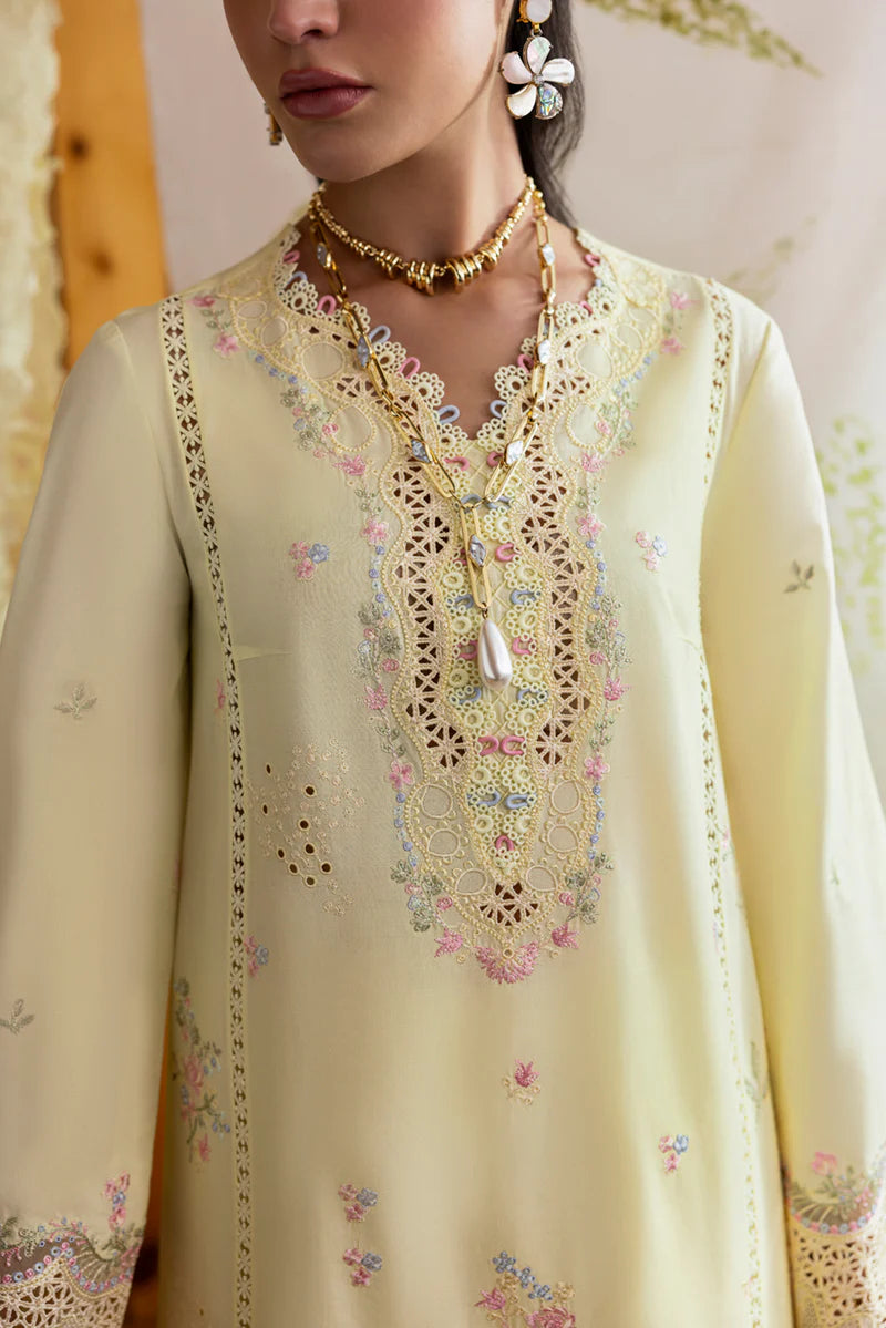 Handcrafted Chikankari Embroidery Detail - Qalamkar Lawn Suit