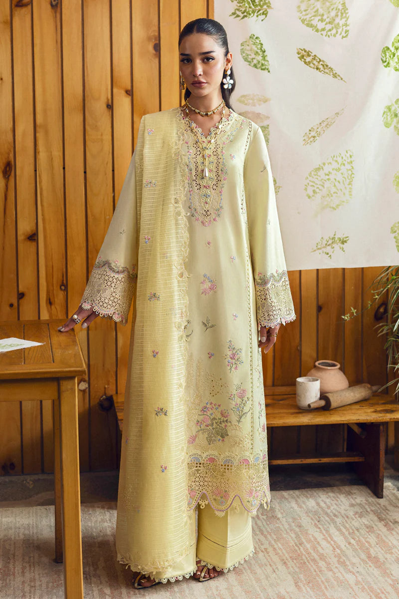 Qalamkar DC-04 Keva Chikankari Suit - Front View (Qlinekari Collection)