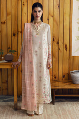 Close-up of Chikankari Embroidery on Qalamkar DC-07 Tyrah Shirt