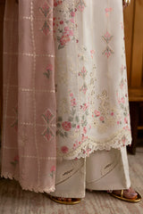 Embroidered Pallu Detail on Qalamkar Rocket Net Dupatta