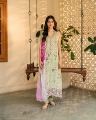 Sequined Organza Border Detail - Roheenaz Amara Lawn'25