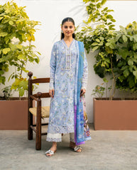 Roheenaz Areesha Lawn'25 - Front Chikan Embroidery & Organza Borders
