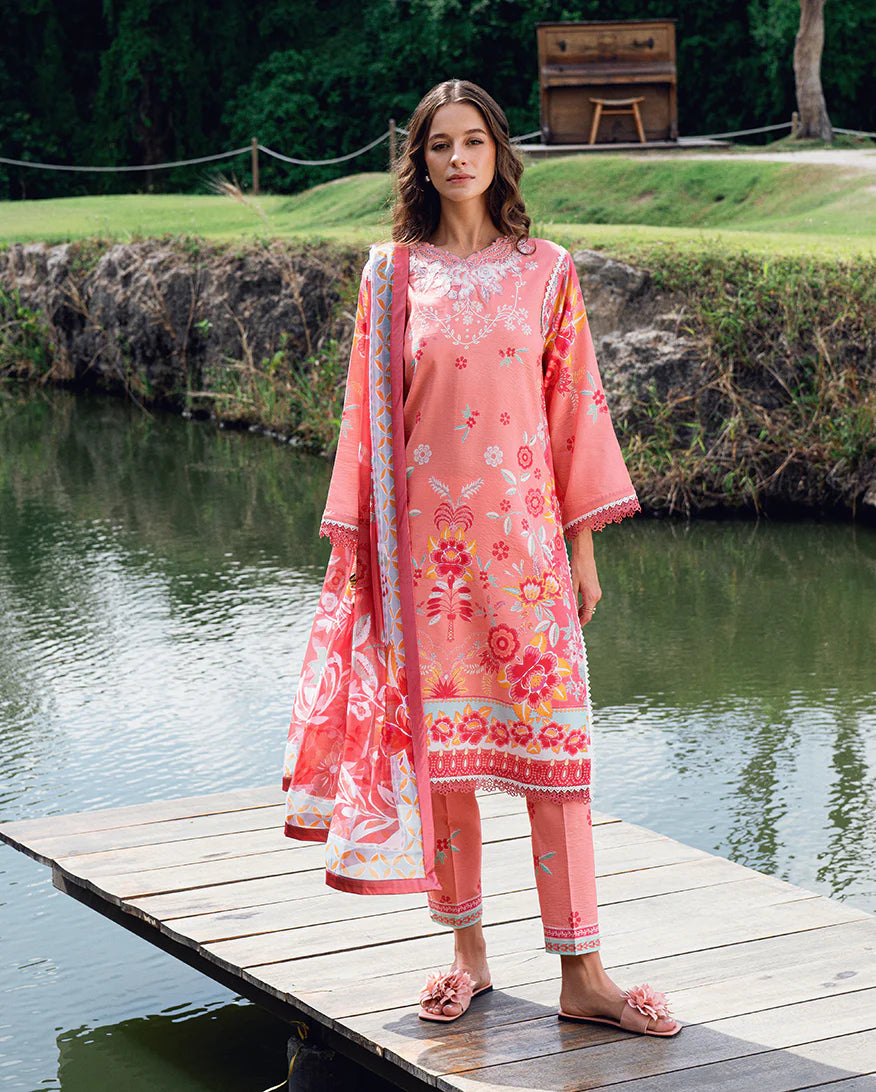 Printed lawn front of Roheenaz Berry Glint from Garden Veil'25