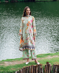 Printed lawn front panel of Roheenaz Crimson Whisper dress