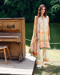 Printed lawn front of Gold Riddle dress by Roheenaz