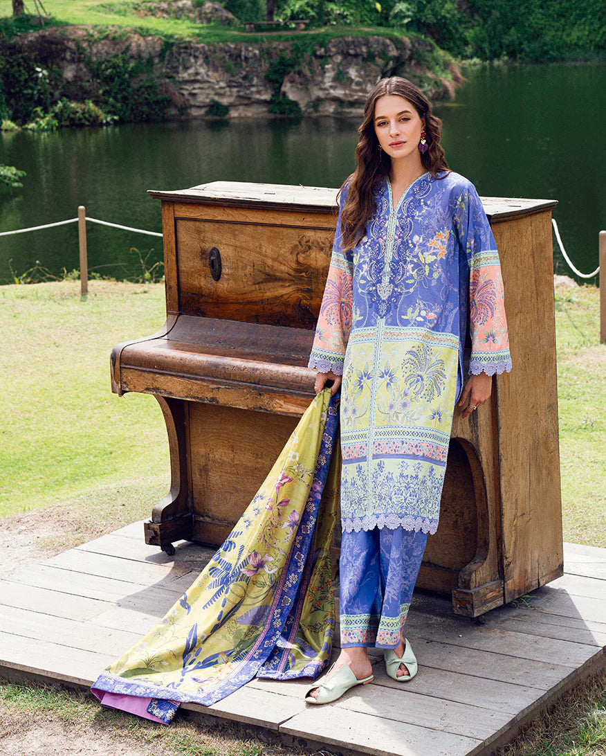 Printed lawn front of Roheenaz Inky Bloom dress