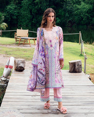Printed lawn front design of Roheenaz Lilac Dust dress