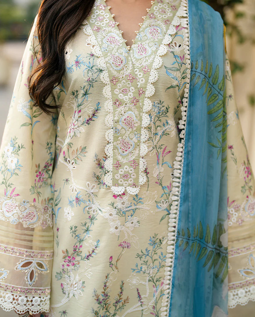 Sequinned Organza Neckline Lace - Roheenaz Luxury Lawn Suit