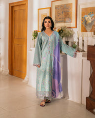 Roheenaz Minal Lawn'25 - Sequined Chikan Embroidery Front View