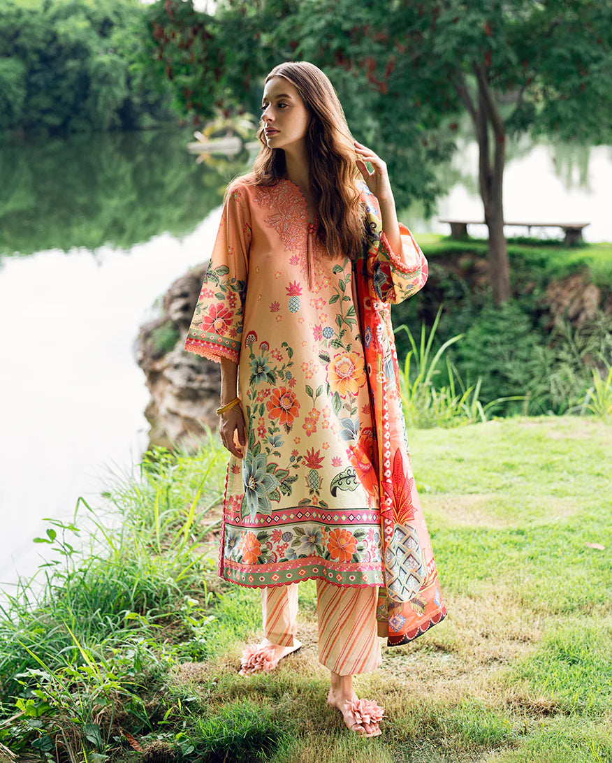 Printed lawn front of Roheenaz Petal Glaze dress from Garden Veil'25