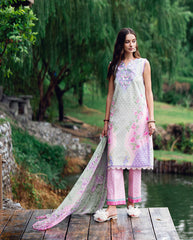 Printed lawn front of Tulip Sugar by Roheenaz