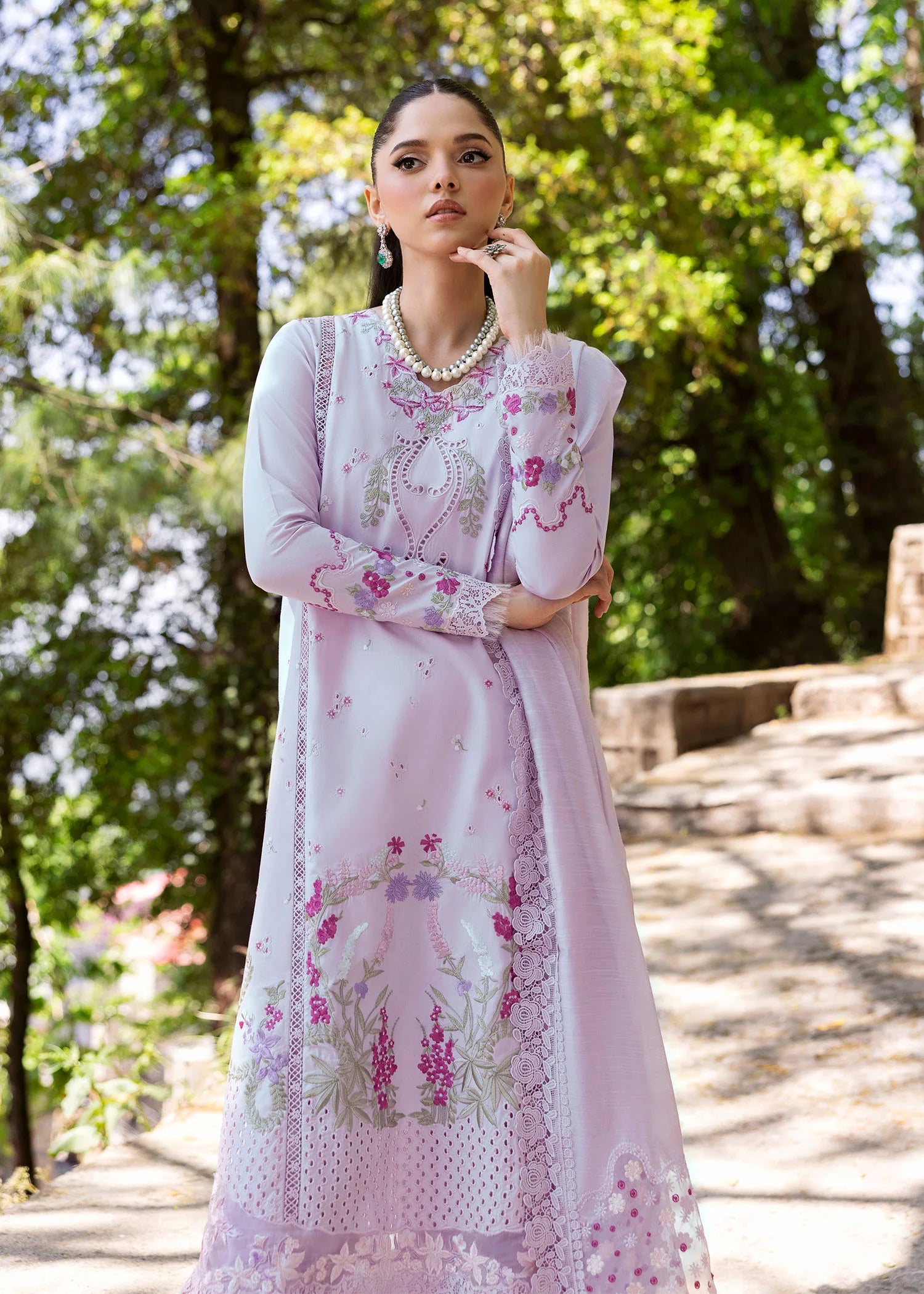 Detailed embroidered sleeves of FAYE 7-A by Saira Shakira