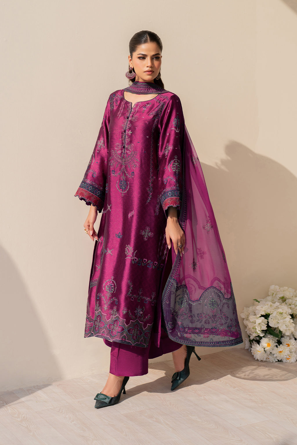 Iznik | Printed Formal | UE-436 Embroidered Pure Jacquard Silk